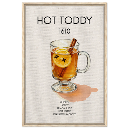 Hot Toddy Cocktail Bar Art Print Light Wood Frame 60x90 cm 24x36″ Framed Canvas