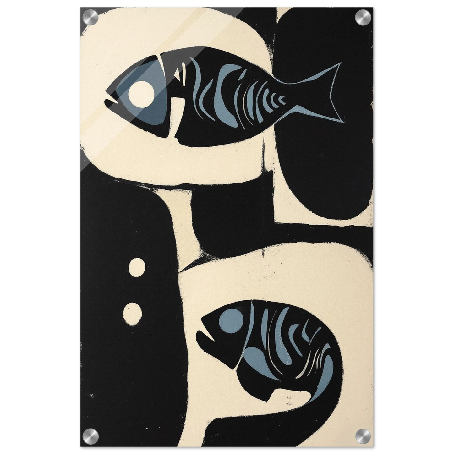 Abstract Mid-Century Modern Fish Art Print No Frame 40x60 cm 16x24″ Sleek Acrylic Print
