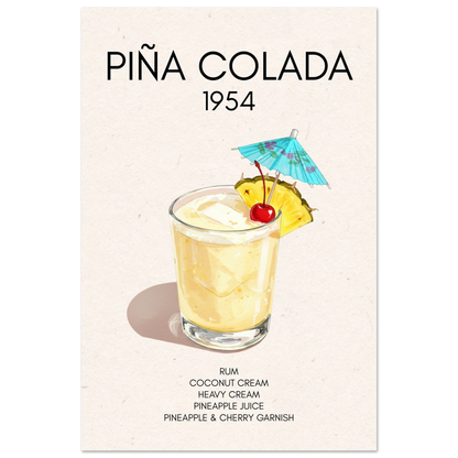 Pina Colada Cocktail Bar Poster Print No Frame 60x90 cm 24x36″ Classic Matte Paper Poster
