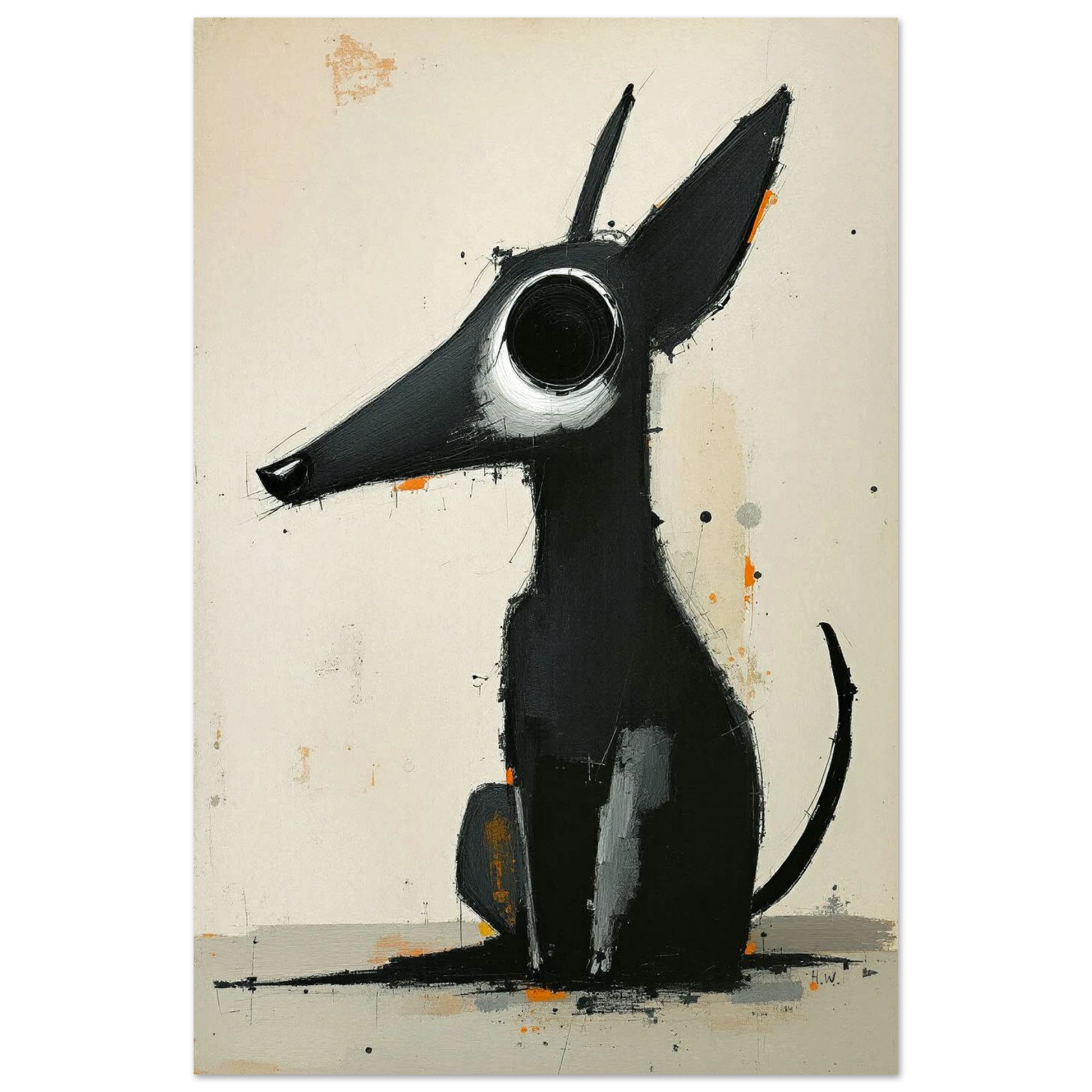 Big Eyed Abstract Dog Fine Art Print No Frame 40x60 cm 16x24″ Classic Matte Paper Poster