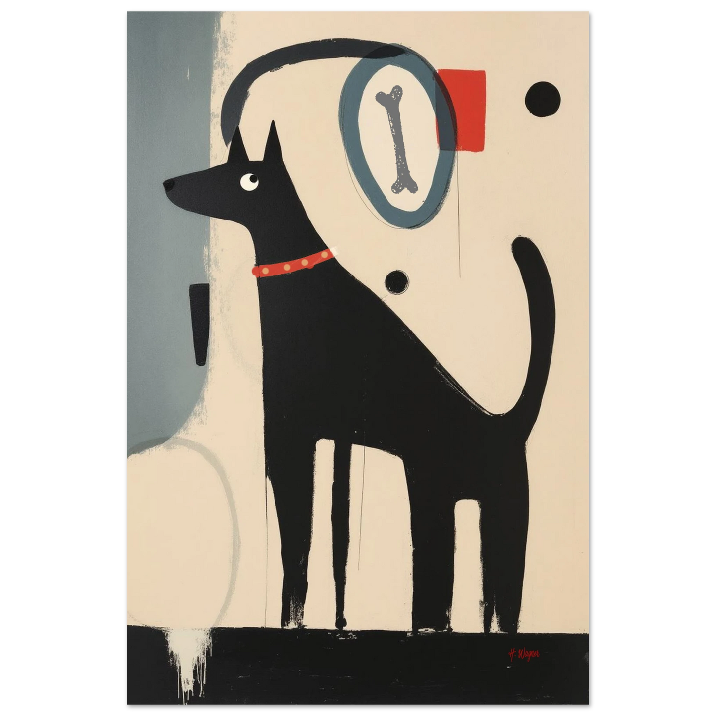 Quirky Modern Dog Art Print 60x90 cm 24x36″ Classic Matte Paper Poster No Frame