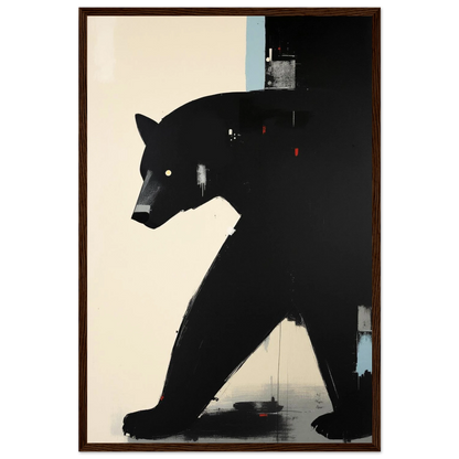 Minimalist Abstract Black Bear Art Poster Print Dark Brown Wood Frame 40x60 cm 16x24″ Premium Matte Wooden Framed Poster
