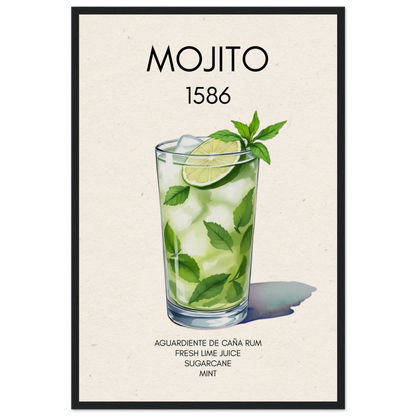 Mojito Cocktail Bar Art Print Black Wood Frame 40x60 cm 16x24″ Museum-Quality Matte Paper Wooden Framed Poster