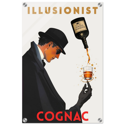 Vintage Illusionist Cognac Cocktail Bar Poster Print 40x60 cm 16x24″ Sleek Acrylic Print No Frame