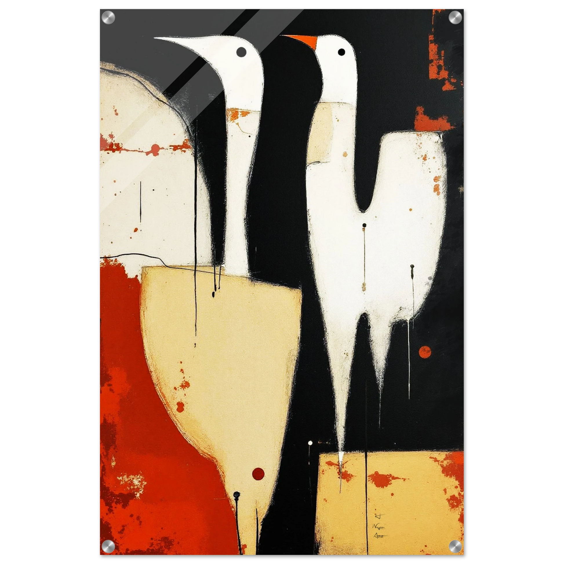 Abstract Neutral Goose Bird Art Print 60x90 cm 24x36″ Sleek Acrylic Print -