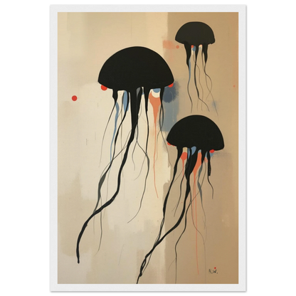 Minimalist Abstract Floating Jellyfish Art Print White Wood Frame 30x45 cm 12x18″ Museum-Quality Matte Paper Wooden Framed Poster