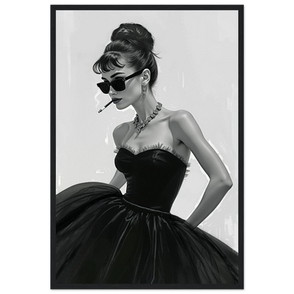 Audrey Hepburn Smoking Fashion Art Print Black Wood Frame 40x60 cm 16x24″ Premium Matte Paper Wooden Framed Poster