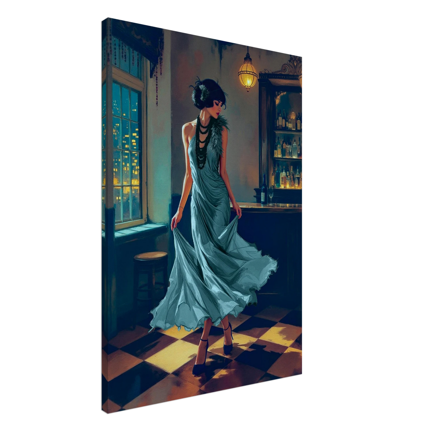 1920s Flapper Speakeasy Art Print 70x100 cm 28x40″ Gallery Wrapped Canvas No Frame