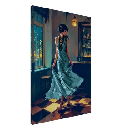 1920s Moonlit Flapper Speakeasy Art Print 70x100 cm 28x40″ Gallery Wrapped Canvas No Frame