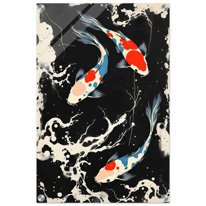 Modern Black White Koi Fish Ocean Art Print 40x60 cm 16x24″ Museum-Quality Matte Paper Poster No Frame