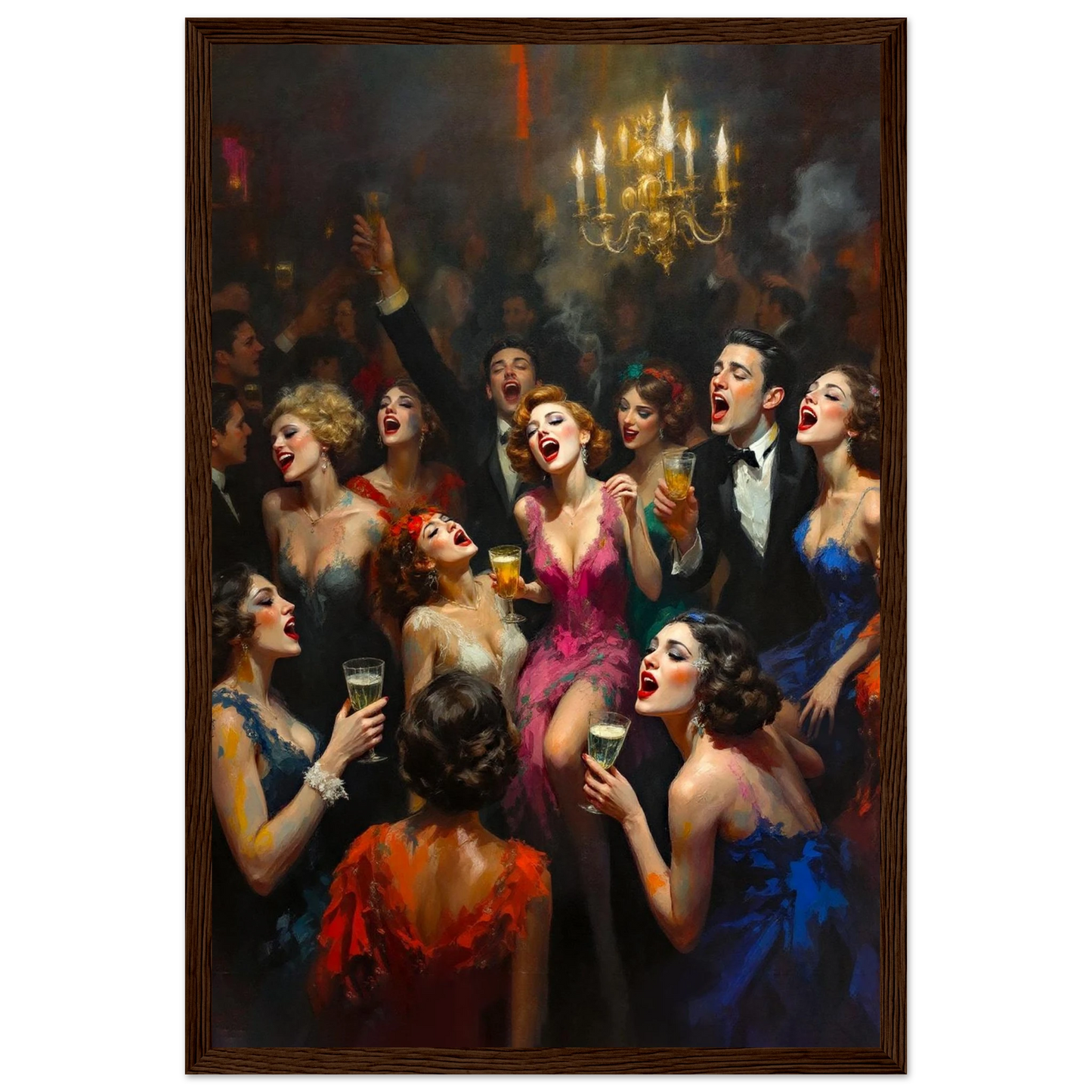 Gatsby Art Deco Speakeasy Art Print Dark Brown Wood Frame 30x45 cm 12x18″ Classic Matte Paper Wooden Framed Poster