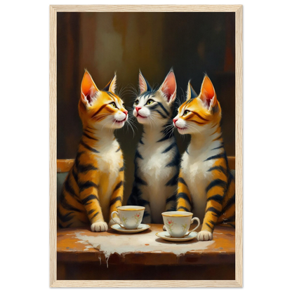 Tabby Cat Vintage Kitchen Art Print 30x45 cm 12x18″ Museum-Quality Matte Framed Poster Light Wood Frame