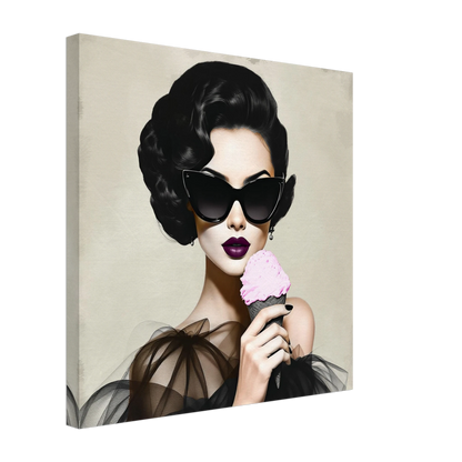 Retro Fashion Model Ice Cream Art Print 50x50 cm 20x20″ Gallery Wrapped Canvas