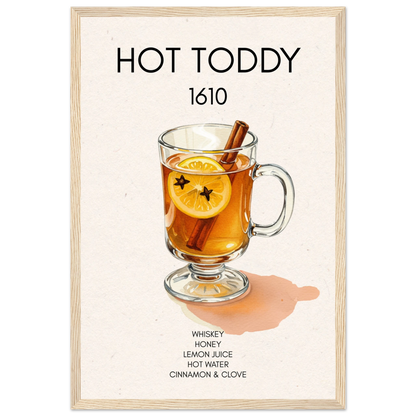Hot Toddy Cocktail Bar Art Print Light Wood Frame 30x45 cm 12x18″ Premium Matte Paper Wooden Framed Poster