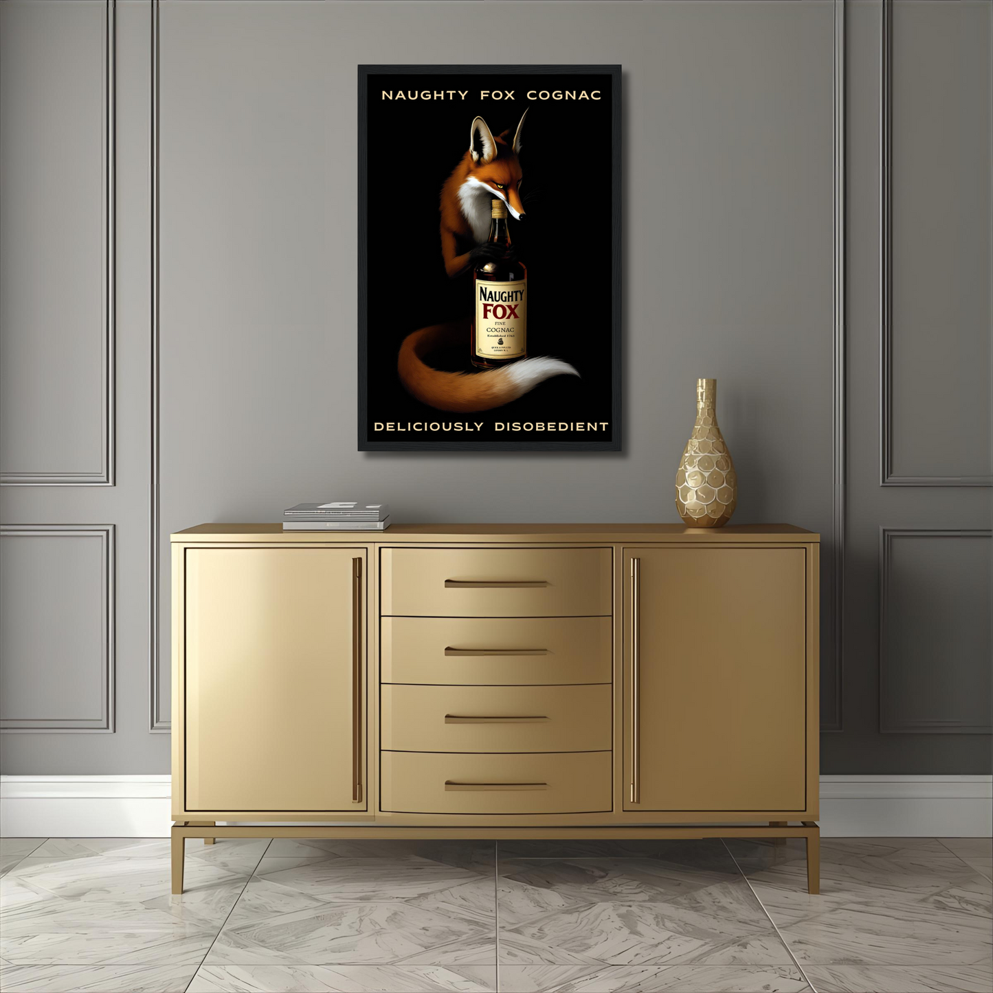 Fox Cognac Cocktail Bar Art Print
