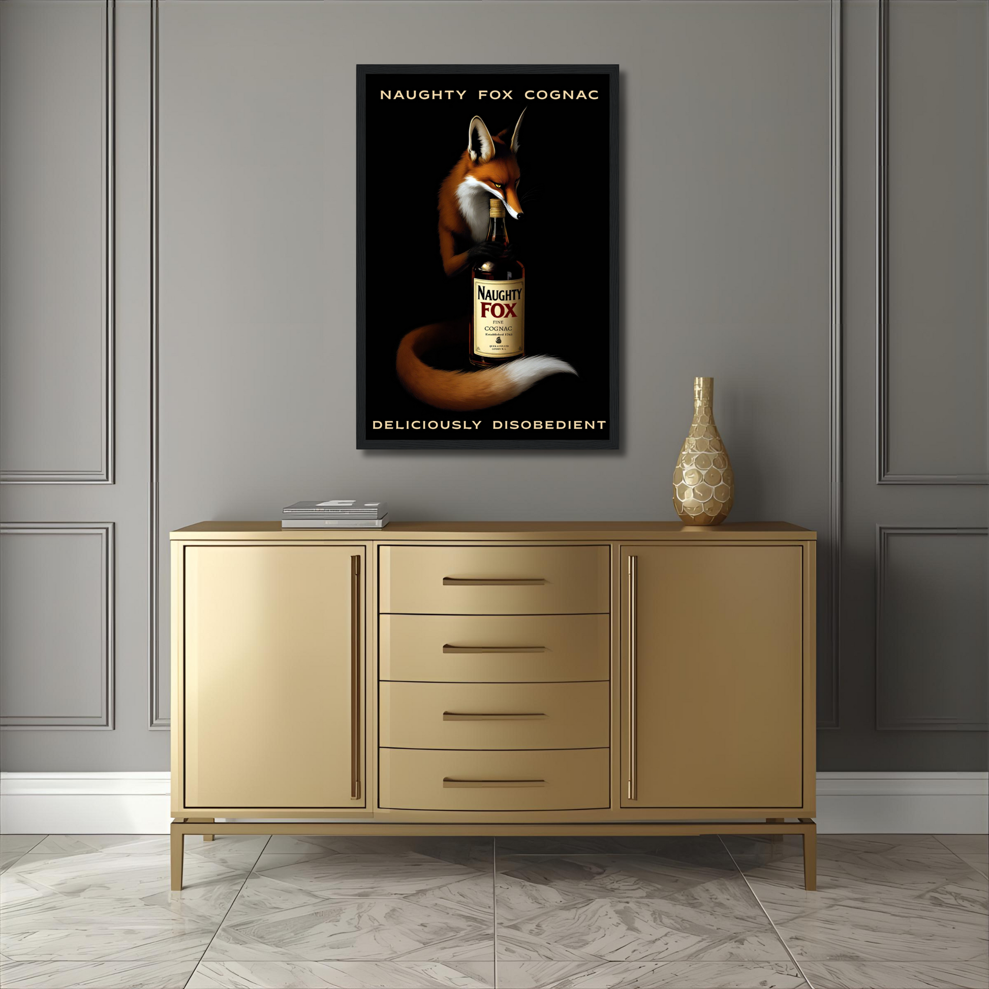 Fox Cognac Cocktail Bar Art Print