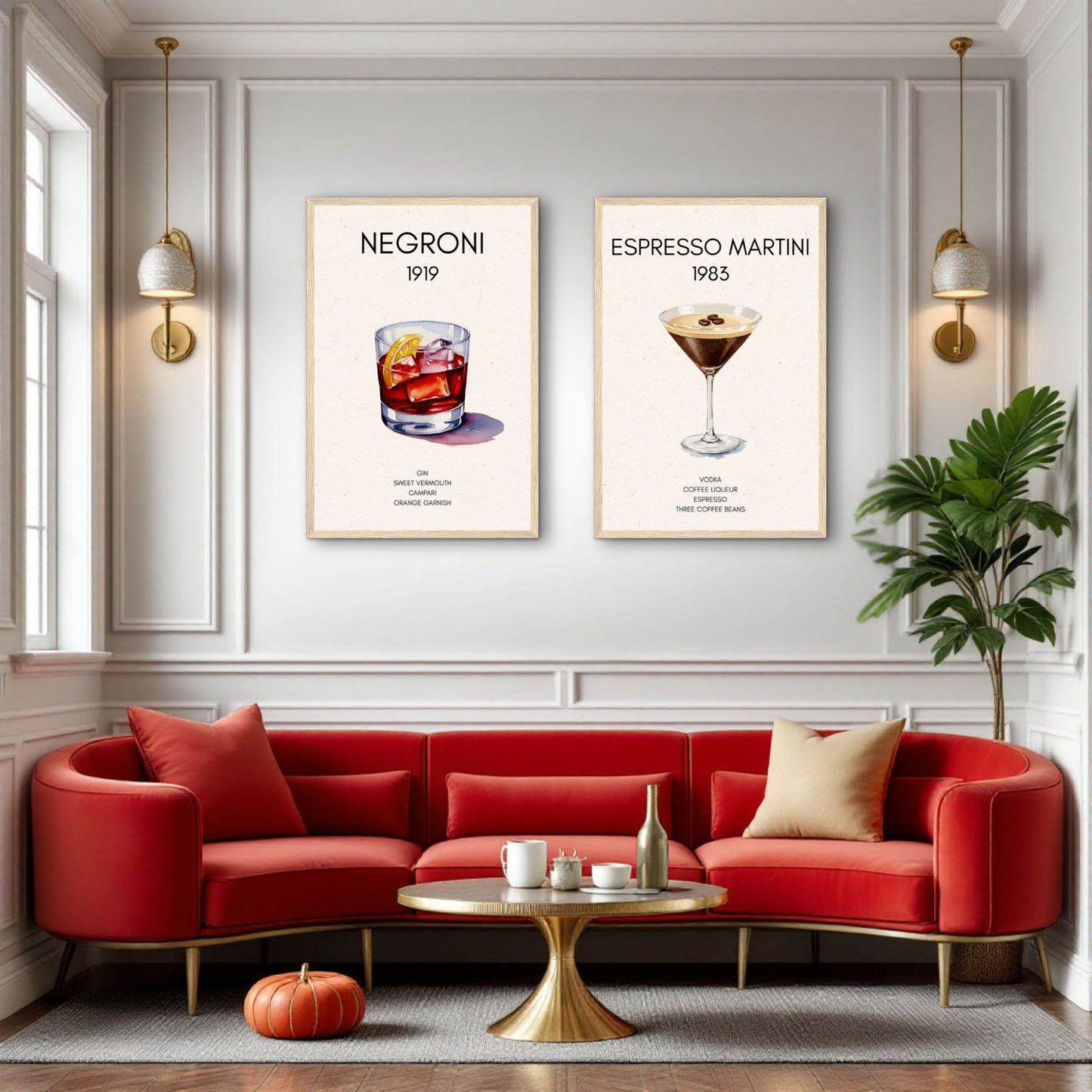 Negroni Cocktail Bar Poster Print Dark Brown Wood Frame 60x90 cm 24x36″ Classic Matte Paper Wooden Framed Poster