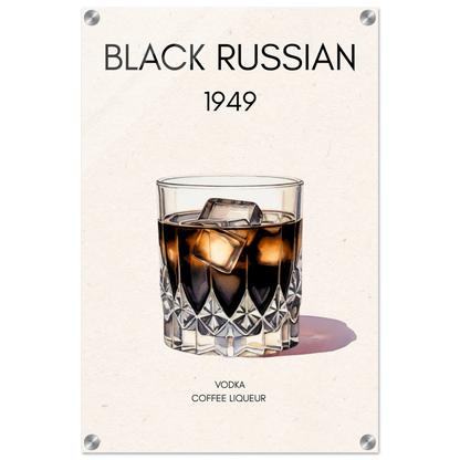 Black Russian Cocktail Bar Art Print No Frame 40x60 cm 16x24″ Sleek Acrylic Print