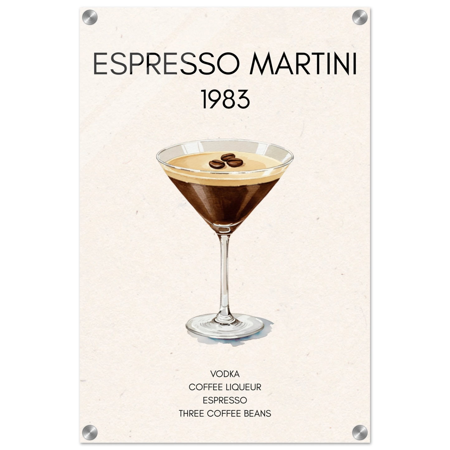 Espresso Martini Cocktail Bar Poster Print No Frame 40x60 cm 16x24″ Sleek Acrylic Print