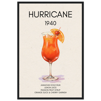 Hurricane Cocktail Bar Art Print Black Wood Frame 40x60 cm 16x24″ Museum-Quality Matte Paper Wooden Framed Poster