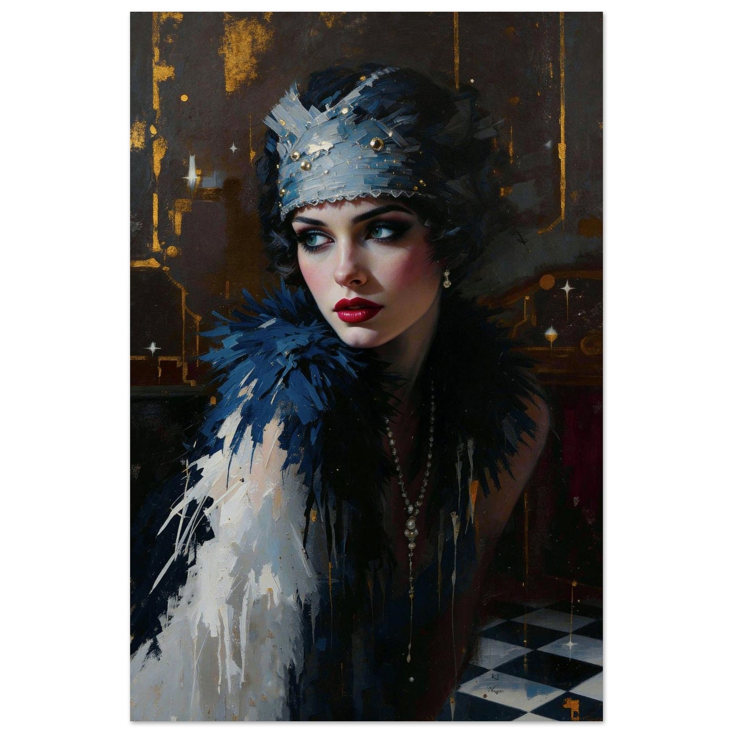 1920s Gatsby Flapper Painting Art Print - Speakeasy Prohibition Wall Decor 16x24″ Museum-Quality Matte Poster