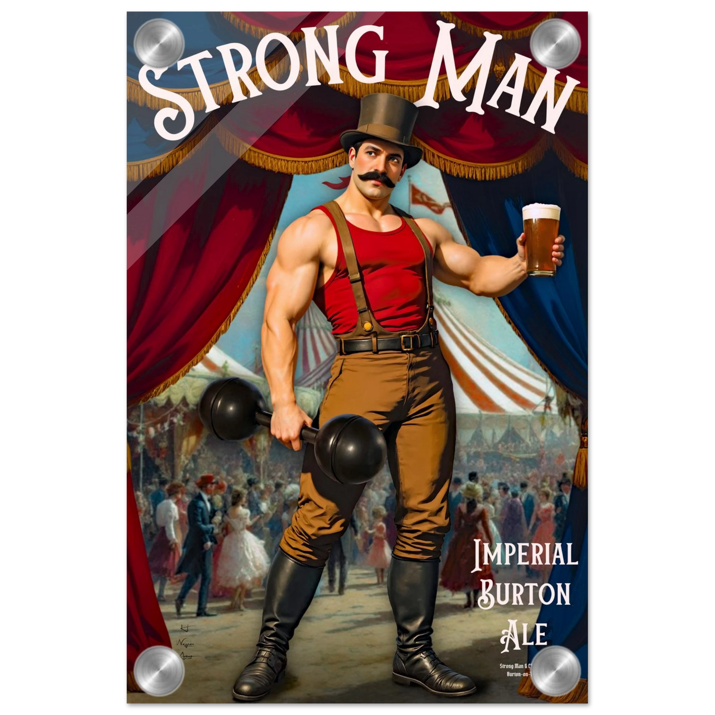 Vintage Victorian Circus Strongman Ale Art Print No Frame 20x30 cm 8x12″ Sleek Acrylic Print