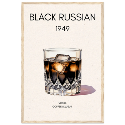 Black Russian Cocktail Bar Art Print Light Wood Frame 40x60 cm 16x24″ Premium Matte Paper Wooden Framed Poster