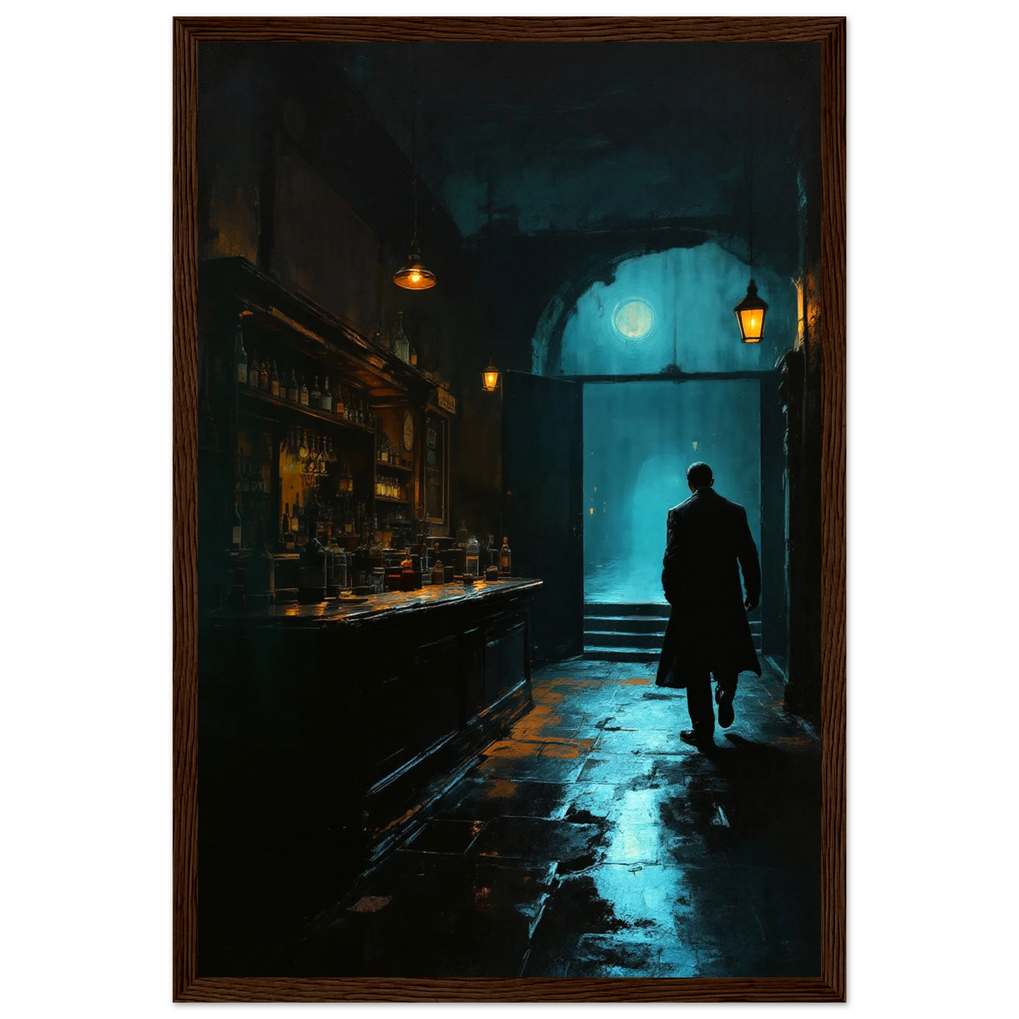 Speakeasy Prohibition Bootleg Bar Art Poster Print 30x45 cm 12x18″ Classic Matte Paper Wooden Framed Poster Dark Brown Wood Frame