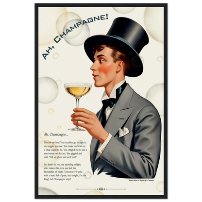 Art Deco Champagne Funny Poem Art Print 60x90 cm 24x36″ Canvas -