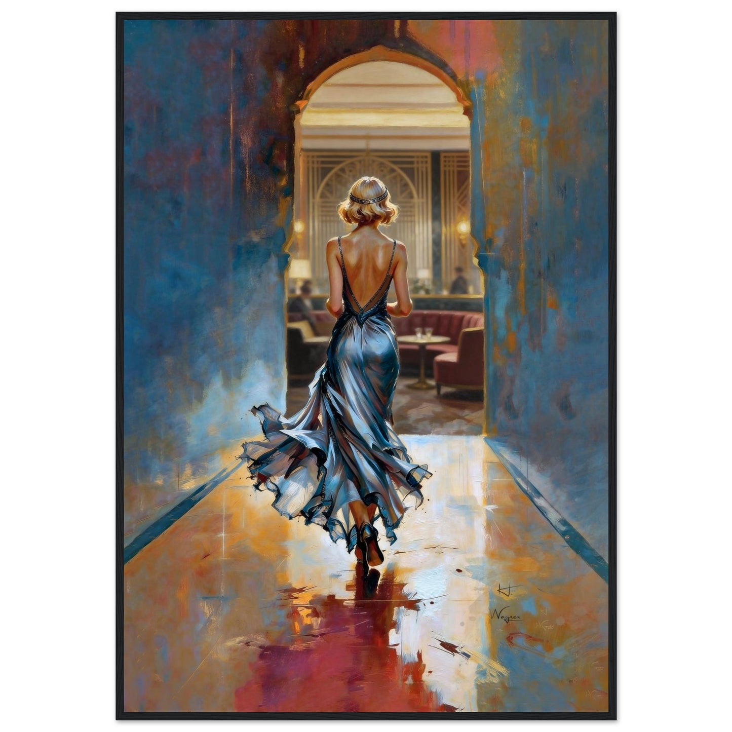 1920s Speakeasy Gatsby Flapper Art Deco Print 70x100 cm 28x40″ Classic Matte Framed Poster Black Wood Frame