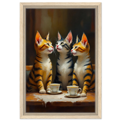 Tabby Cat Vintage Kitchen Art Print 30x45 cm 12x18″ Framed Canvas Light Wood Frame