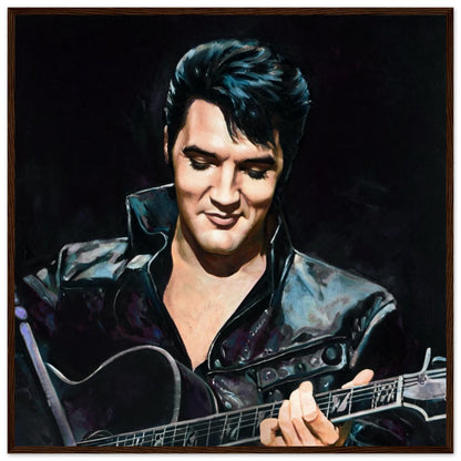 Elvis Presley Comeback Tour Art Print Dark Brown Wood Frame 70x70 cm 28x28″ Classic Matte Framed Poster