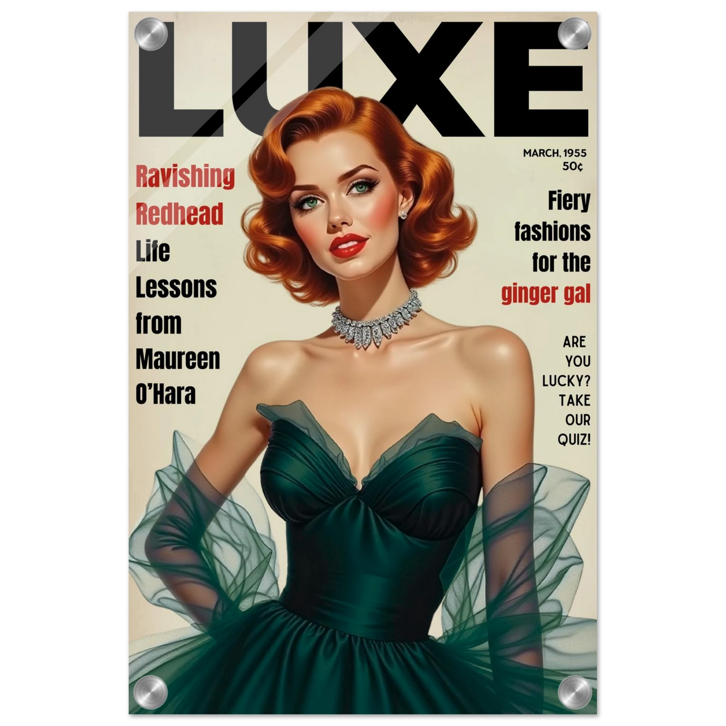 Maureen O'Hara Vintage Fashion Art Poster Print No Frame 30x45 cm 12x18″ Sleek Acrylic Print