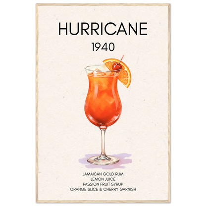 Hurricane Cocktail Bar Art Print Light Wood Frame 60x90 cm 24x36″ Classic Matte Paper Wooden Framed Poster