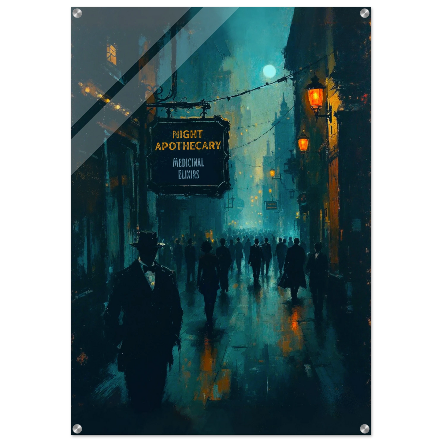 Prohibition Speakeasy Moody Nightlife Art Print No Frame 70x100 cm 28x40″ Sleek Acrylic Print