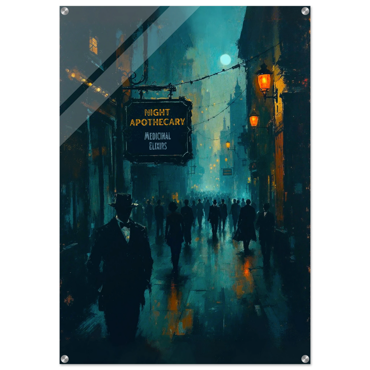 Prohibition Speakeasy Moody Nightlife Art Print 70x100 cm 28x40″ Sleek Acrylic Print No Frame