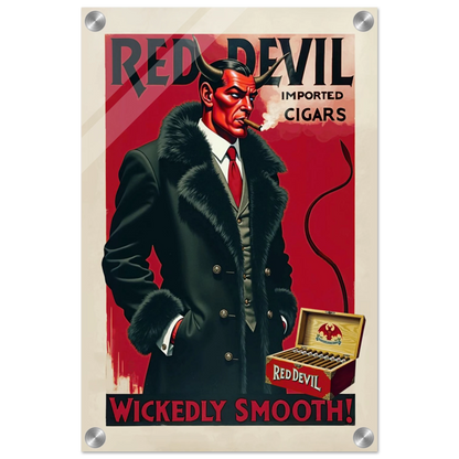 Red Devil 1920s Art Deco Cigar Art Print 30x45 cm 12x18″ Sleek Acrylic Print No Frame