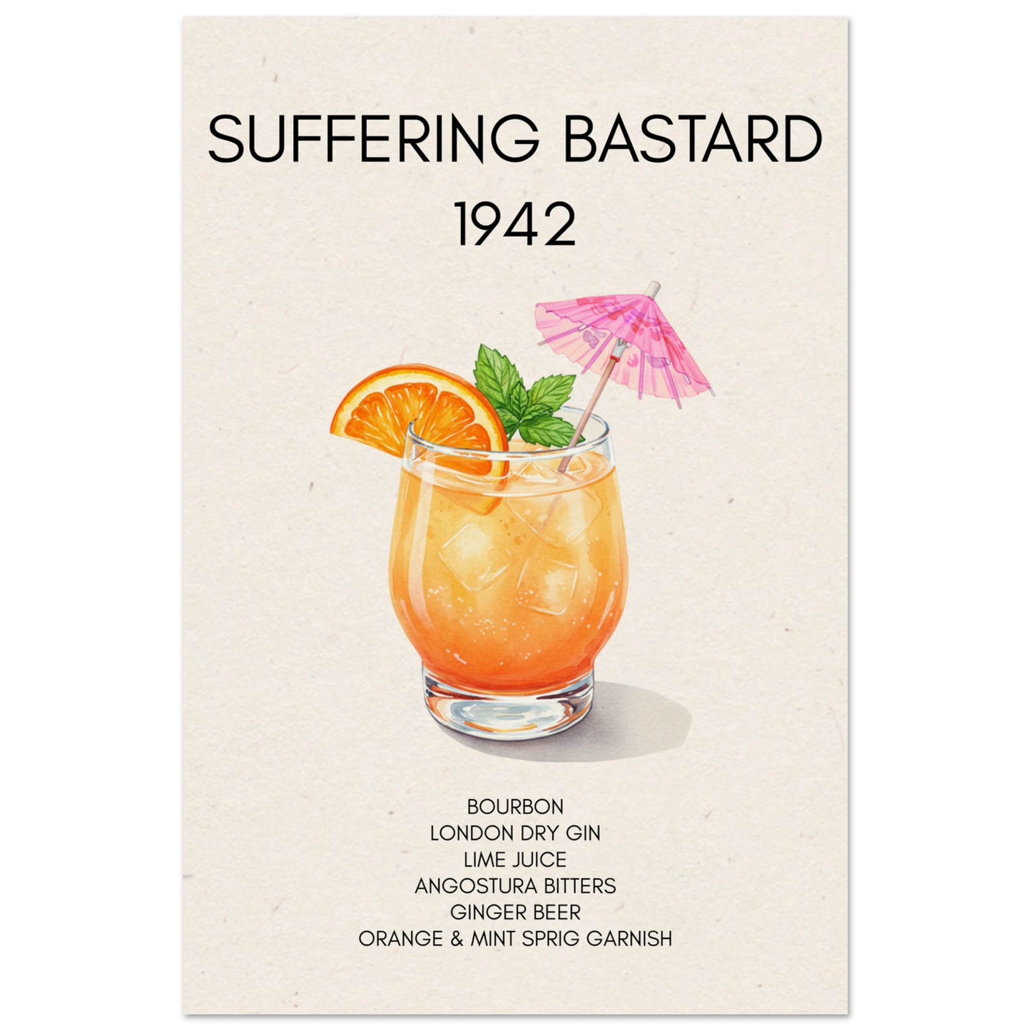 Suffering Bastard Tiki Cocktail Bar Poster Print No Frame 30x45 cm 12x18″ Museum-Quality Matte Paper Poster
