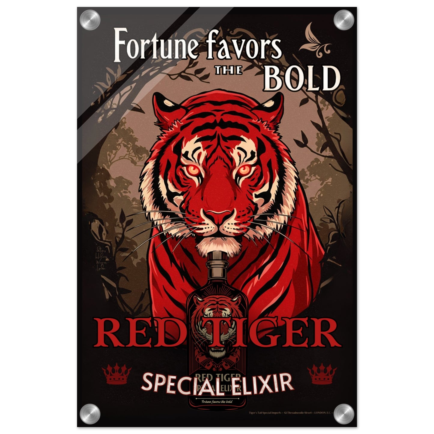 Tiger Cocktail Bar Art Poster Print 30x45 cm 12x18″ Sleek Acrylic Print