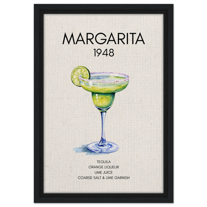 Margarita Cocktail Bar Art Print Black Wood Frame 30x45 cm 12x18″ Framed Canvas