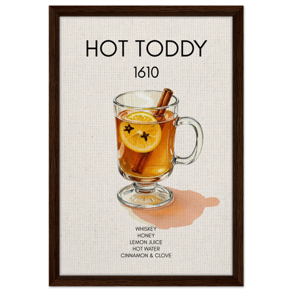 Hot Toddy Cocktail Bar Art Print Dark Brown Wood Frame 40x60 cm 16x24″ Framed Canvas