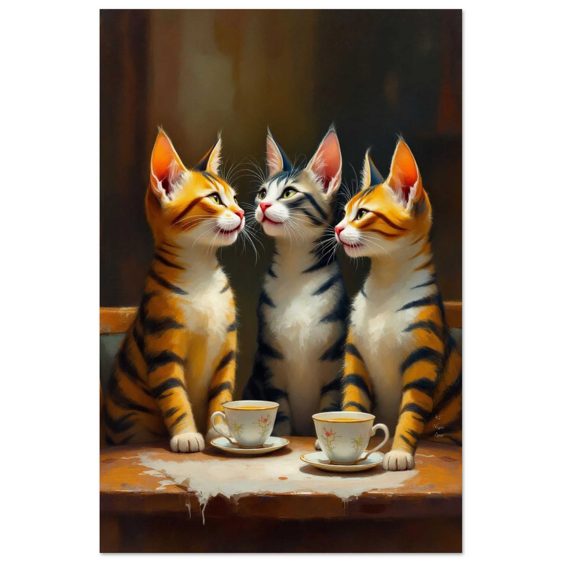Tabby Cat Vintage Kitchen Art Print 60x90 cm 24x36″ Museum-Quality Matte Poster No Frame