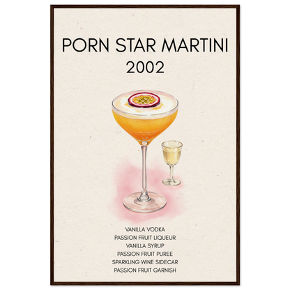 Porn Star Martini Bar Art Cocktail Print Dark Brown Wood Frame 60x90 cm 24x36″ Museum-Quality Matte Paper Wooden Framed Poster