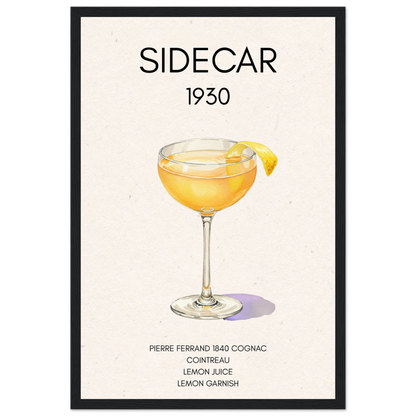 Classic Sidecar Cocktail Bar Art Print Black Wood Frame 30x45 cm 12x18″ Classic Matte Paper Wooden Framed Poster
