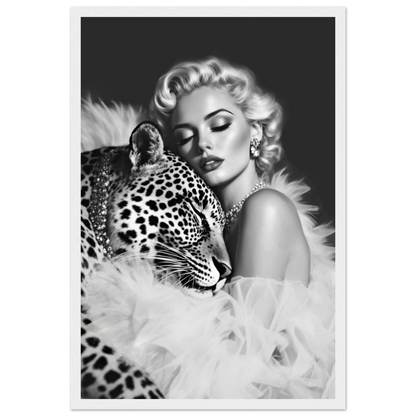 Marilyn Monroe Glam Leopard Art Print White Wood Frame 30x45 cm 12x18″ Premium Matte Paper Wooden Framed Poster