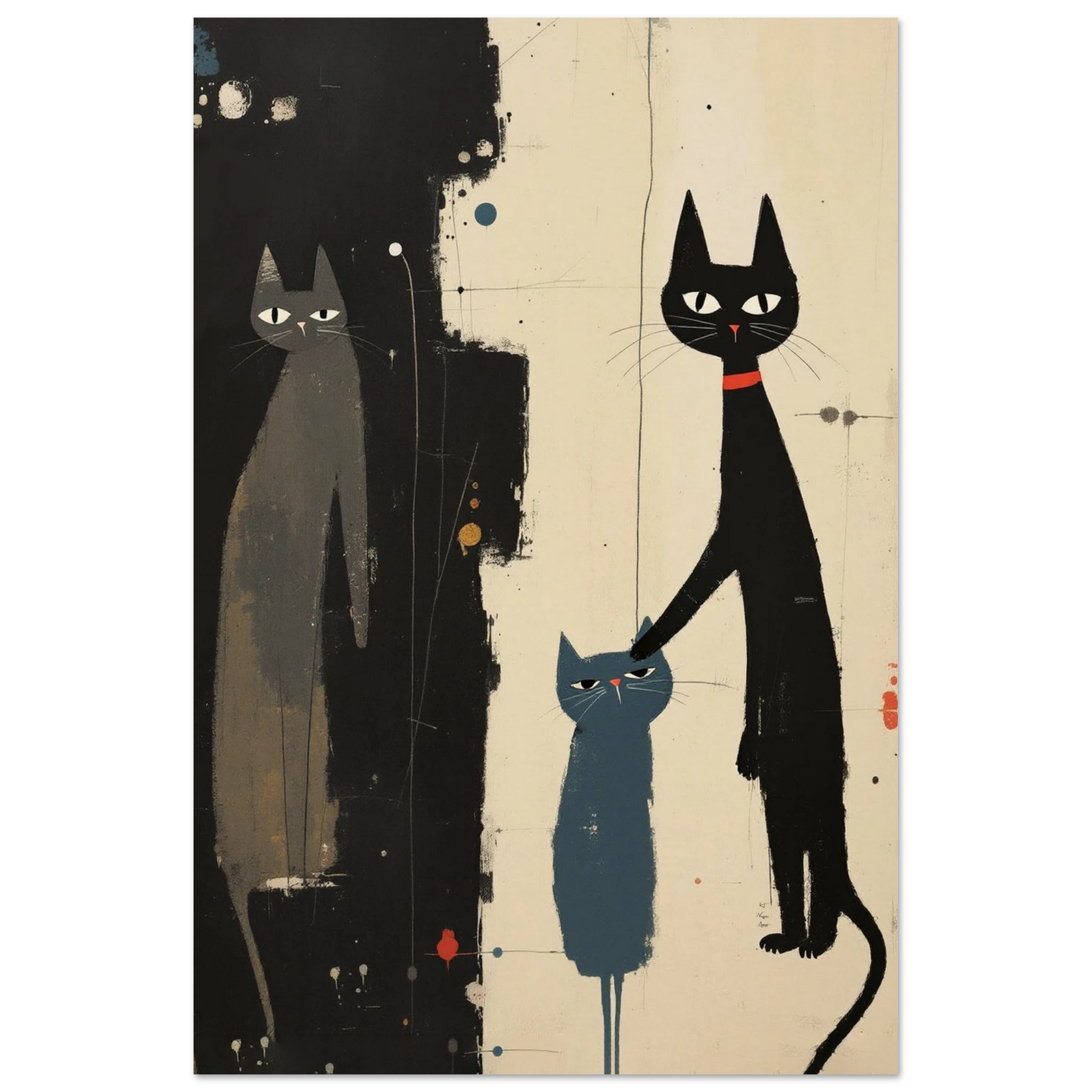 Abstract Cat Family Art Poster Print No Frame 60x90 cm 24x36″ Museum-Quality Matte Paper Poster