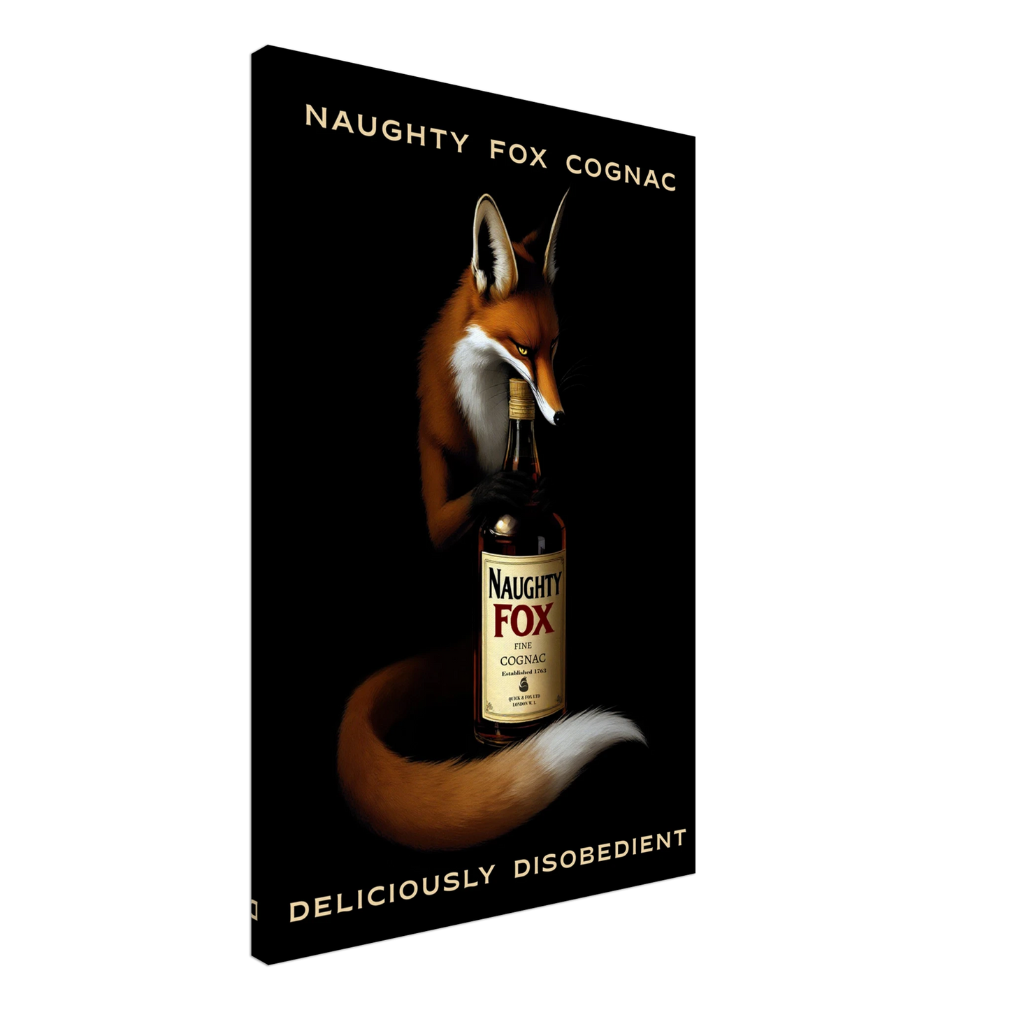 Fox Cognac Cocktail Bar Art Print No Frame 60x90 cm 24x36″ Gallery Wrapped Canvas