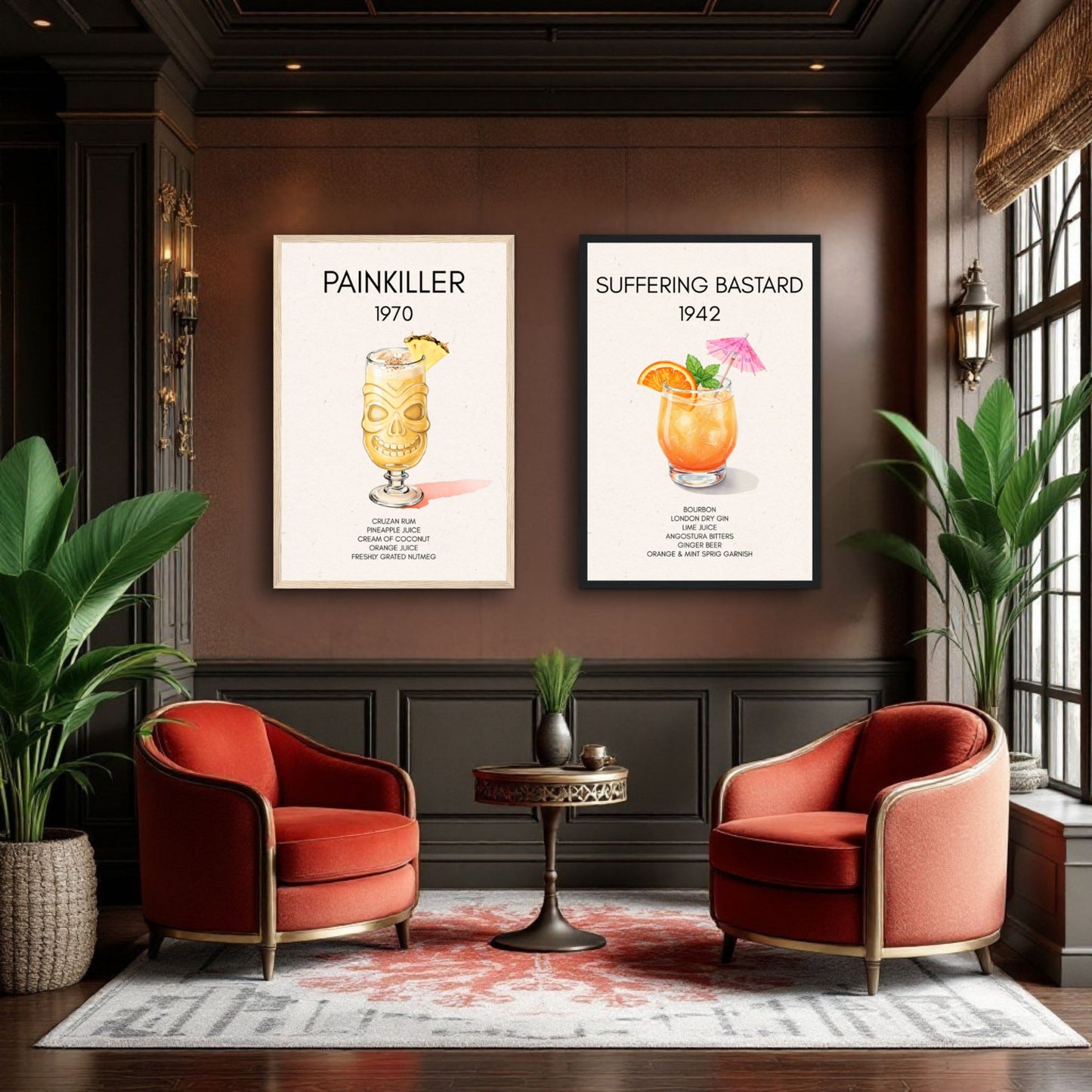 Suffering Bastard Tiki Cocktail Bar Poster Print No Frame 60x90 cm 24x36″ Classic Matte Paper Poster