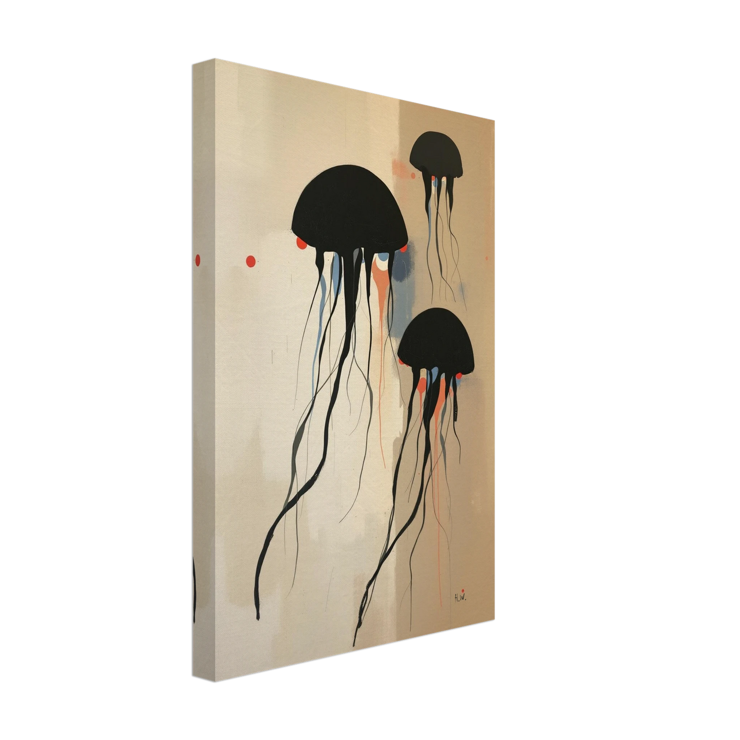 Minimalist Abstract Floating Jellyfish Art Print No Frame 30x45 cm 12x18″ Gallery Wrapped Canvas