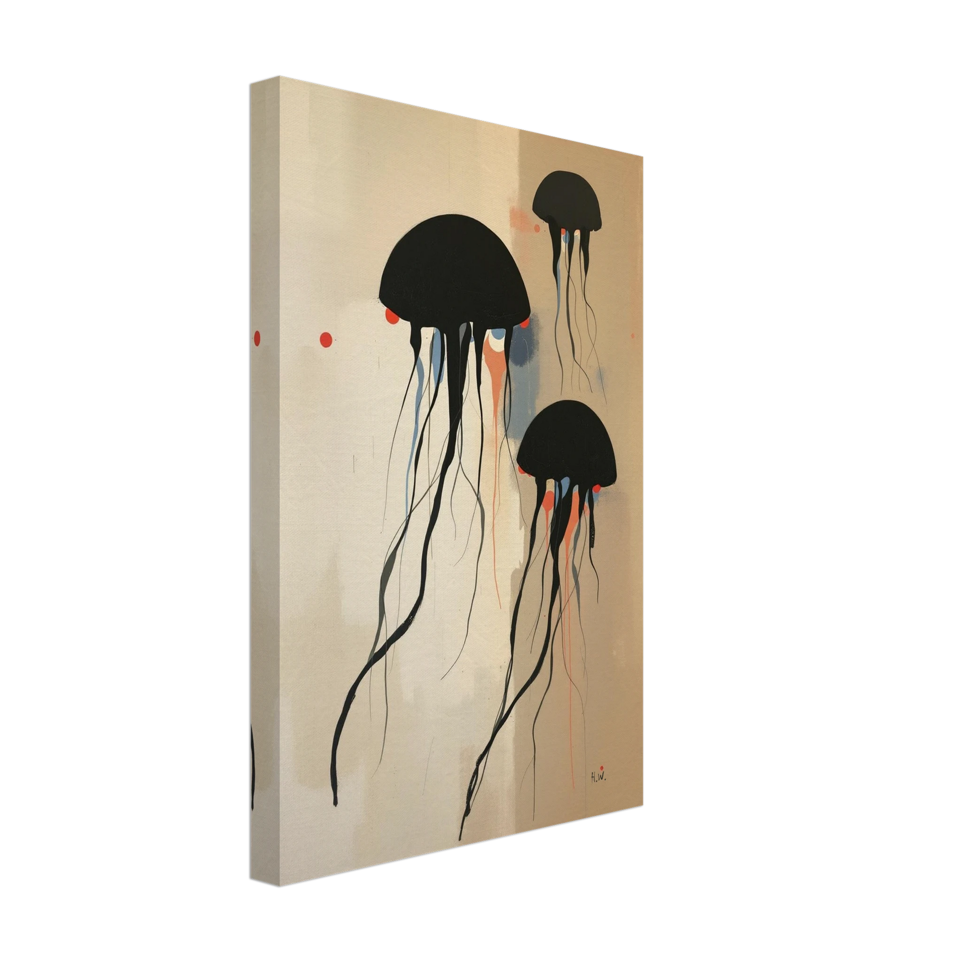 Minimalist Abstract Floating Jellyfish Art Print No Frame 30x45 cm 12x18″ Gallery Wrapped Canvas